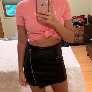 Black pleather mini skirt